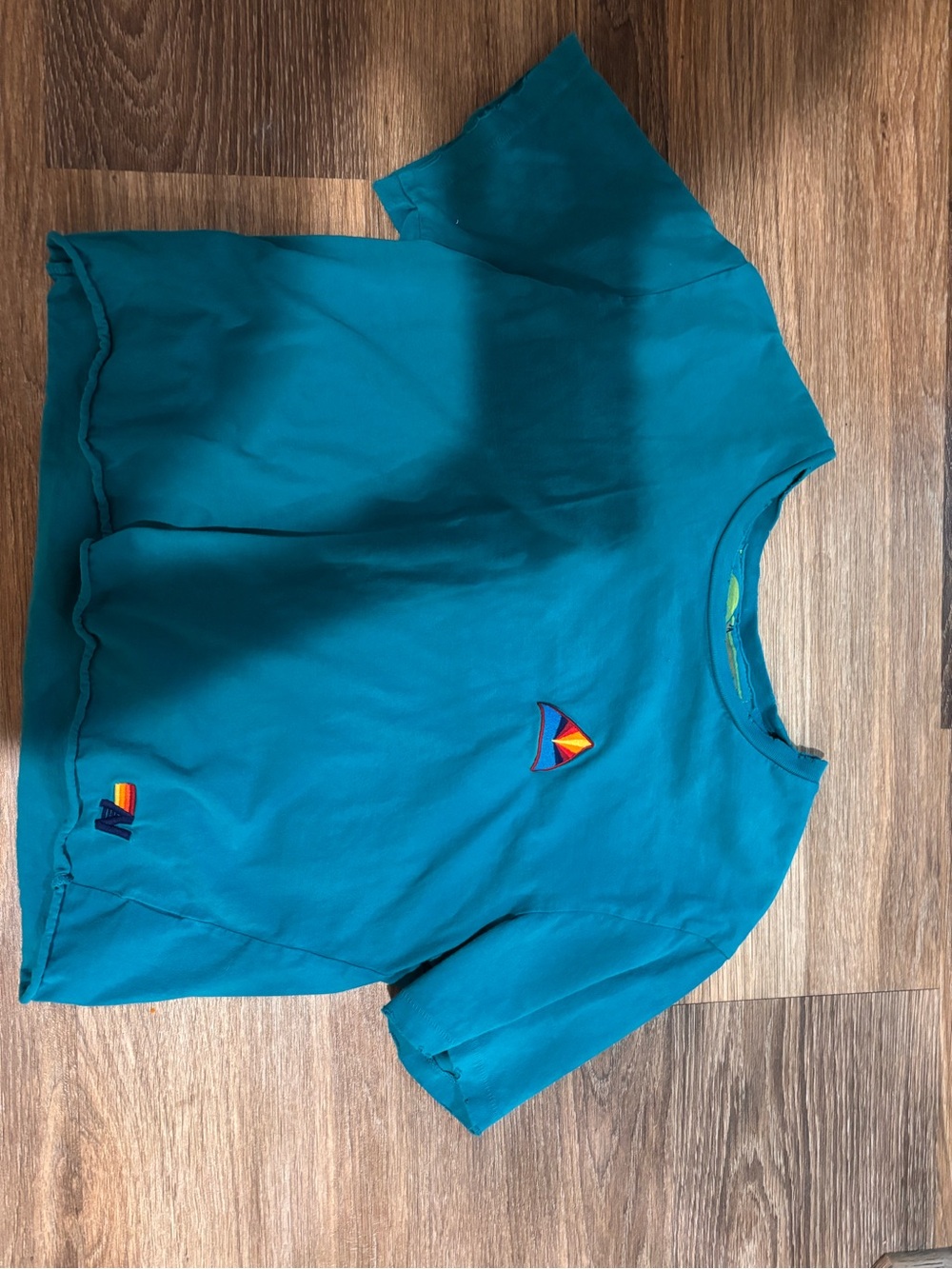 Aviator Nation Teal Short Sleeve Tee with Colorful Patch - Picture 2 of 2